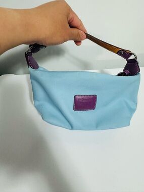 Vintage Coach Light Blue top handle pouch